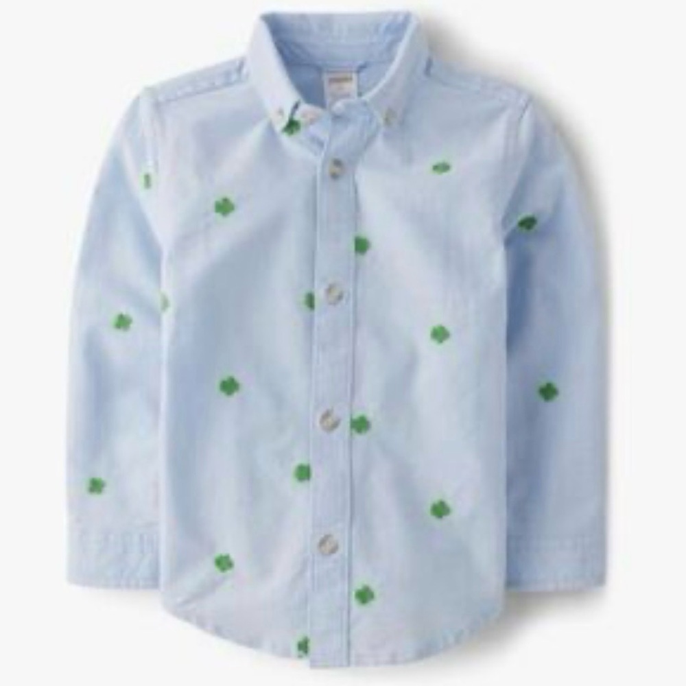 Gymboree Boys Button-Down Shirt with Green Clover Print